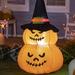 The Holiday Aisle® 4ft Stacked Jack-O-Lanterns w/ Witch Hat Halloween Inflatable Plastic in Black/Orange | 48 H x 23.62 W x 23.62 D in | Wayfair
