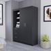 Hokku Designs Bucklin Armoire Rumanu, Three Drawers, Width X 59,1 Wood in Black/Brown | 78.7 H x 59.1 W x 20.4 D in | Wayfair