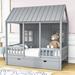 Harper Orchard Calhan Twin Size Wooden House Daybed w/ Twin Size Trundle Wood in Gray | 81 H x 41 W x 77 D in | Wayfair