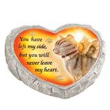 Arlmont & Co. Monahon Never Leave My Heart Pet Memorial Plaque Resin/Plastic in Gray | 3.25 H x 10 W x 9 D in | Wayfair