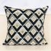 Everly Quinn Olachi Square Pillow Geometric Plaid Embroidery Cut Velvet Cushion Case Luxury Modern Throw Pillow | 18 H x 18 W x 2 D in | Wayfair