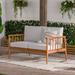 George Oliver Tekamah Contemporary Cushioned Eucalyptus Wood Patio Loveseat Wood/Natural Hardwoods/Olefin Fabric Included in Gray/Brown | Wayfair