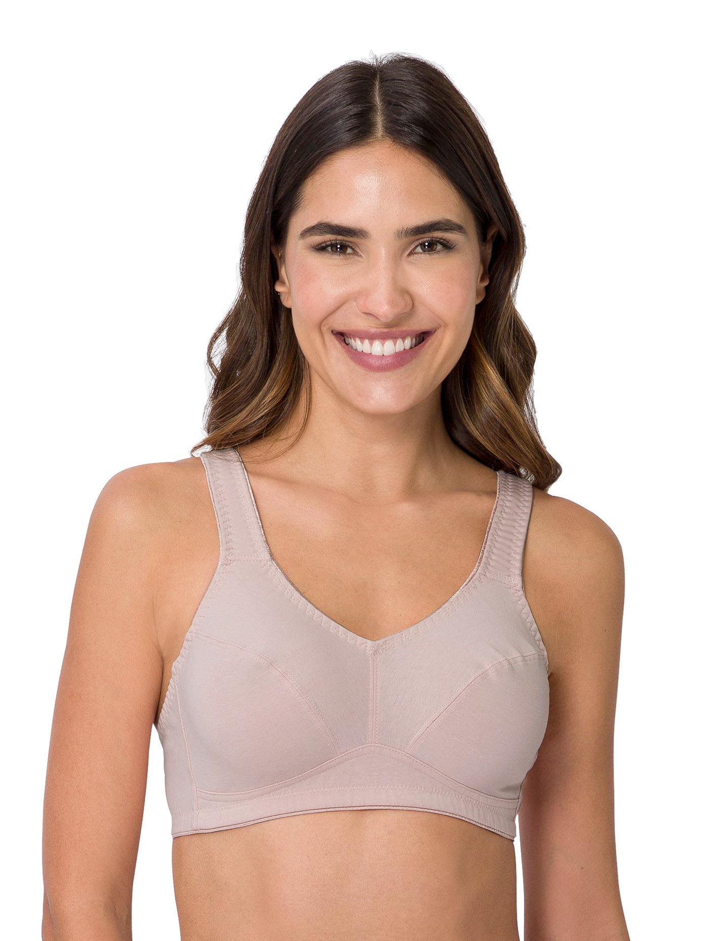 Bügelloser BH, Damen, Gr. 90, Cup E, beige (champagner, puder), 95% Baumwolle, 5% Elasthan, BHs Image
