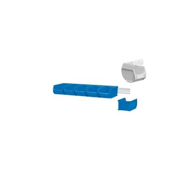 PROREGAL Wandleiste mit 6x Blaue Sichtlagerbox 2.0 mit Abdeckung | HxBxT 7,6x60,5x17,6cm | Wandhalterung, Kleinteileaufbewahrunghalterung Image