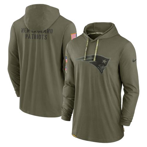 Olivgrünes Nike New England Patriots 2022 Salute to Service Tonal Leichtes Langarm-T-Shirt mit Kapuze für Herren