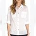 Tory Burch Tops | New, Tory Burch Brigitte White Cotton Button Down Blouse Women's Size 14 | Color: Gold/White | Size: 14