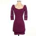 Free People Dresses | Intimately Free People | Magenta Fuchsia 3/4" Sleeve Lace Mini Dress | Xs/S | Color: Pink/Purple | Size: Xs/S