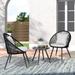 Corrigan Studio® Outdoor 3 Piece Seating Group w/ Cushions Synthetic Wicker/All - Weather Wicker/Wicker/Rattan in Black | Wayfair