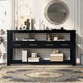 Wildon Home® Eileen 62.2" Console Table, Storage Sofa Table w/ Drawers & Shelves Wood in Black | 32.1 H x 62.2 W x 13.8 D in | Wayfair