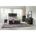 Rosdorf Park Jacquon Leather LED Panel Bedroom Set King 4 Piece: Bed, Dresser, Mirror, Nightstand Wood in Black | 60 H x 84 W x 88.5 D in | Wayfair