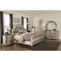 Rosdorf Park Lelia Silver Faux Upholstered Sleigh Bedroom Set King 4 Piece: Bed, Dresser, Mirror, Nightstand Upholstered in Brown/Gray | Wayfair