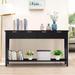 Kinbor Modern Console Table with 4 Drawers, Narrow Long Sofa Table with Open Shelf, Entryway Wood Console Table with Storage