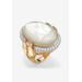 Women's Gold-Plated Oval Mother of Pearl and CZ Ring by PalmBeach Jewelry in Gold (Size 9)