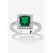 Women's Simulated Birthstone and Crystal Halo Ring in Sterling Silver by PalmBeach Jewelry in May (Size 7)