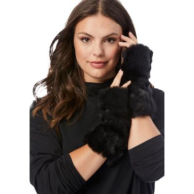 Women's Faux-Fur Gloves by Accessories For All in Black