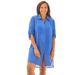 Plus Size Women's Button-Front Swim Cover Up by Swim 365 in Dream Blue (Size 38/40) Swimsuit Cover Up