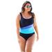 Plus Size Women's Colorblock One-Piece by Swim 365 in Navy Blue Sea (Size 32) Swimsuit