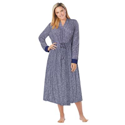 Plus Size Women's Marled Long Duster Robe by Dreams & Co. in Evening Blue Marled (Size 18/20)