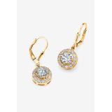 Women's Cubic Zirconia Round Halo Drop Earrings in Gold over Sterling Silver by PalmBeach Jewelry in Gold