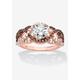 Women's Rose Gold-Plated Silver Ring Cubic Zirconia by PalmBeach Jewelry in Rose (Size 7)