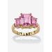 Women's Yellow Gold-Plated Simulated Emerald Cut Birthstone Ring by PalmBeach Jewelry in June (Size 9)