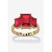 Women's Yellow Gold-Plated Simulated Emerald Cut Birthstone Ring by PalmBeach Jewelry in July (Size 7)