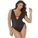 Plus Size Women's A-List Plunge One Piece Swimsuit by Swimsuits For All in Black (Size 12)