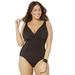 Plus Size Women's Twist Ruched One Piece Swimsuit by Swimsuits For All in Black (Size 24)