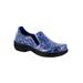 Wide Width Women's Bind Slip-Ons by Easy Works by Easy Street® in Blue Mosaic Pattern (Size 10 W)