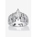 Women's Platinum over Silver Marquise Cut Engagement Ring by PalmBeach Jewelry in Cubic Zirconia (Size 9)