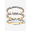Women's Gold-Plated Diamond Accent Stackable 3 Piece Set Eternity Ring Set by PalmBeach Jewelry in Gold (Size 8)