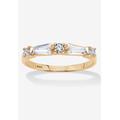 Women's Gold Over Sterling Silver Round Wedding Band Ring Cubic Zirconia by PalmBeach Jewelry in Cubic Zirconia (Size 8)