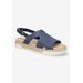 Extra Wide Width Women's Kato Sandal by Bella Vita in Navy Woven (Size 11 WW)