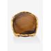 Women's Yellow Gold-Plated Genuine Brown Tiger'S Eye Pillow Ring by PalmBeach Jewelry in Tigers Eye (Size 9)