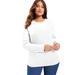 Plus Size Women's Long-Sleeve Crewneck One + Only Tee by June+Vie in White (Size 22/24)