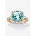 Women's 14K Yellow Gold Over Silver Genuine Blue Topaz And Round Cz Ring by PalmBeach Jewelry in Gold (Size 7)