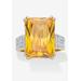 Women's Yellow Gold Plated 21 3/8Ct Tdw Emerald Cut Yellow Cz Ring Jewelry by PalmBeach Jewelry in Cubic Zirconia (Size 10)