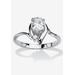 Women's Silvertone Simulated Pear Cut Birthstone And Round Crystal Ring Jewelry by PalmBeach Jewelry in Diamond (Size 6)