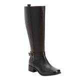 Women's The Donna Wide Calf Leather Boot by Comfortview in Black (Size 7 M)