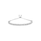 Women's Sterling Silver Miracleset Diamond Adjustable Bolo Tennis Bracelet by Haus of Brilliance in White