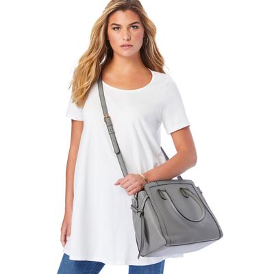 Plus Size Women's Everyday Faux Leather Satchel. by Accessories For All in Grey