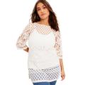 Plus Size Women's Lace Tee by June+Vie in White (Size 10/12)