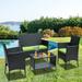 Patio Wicker Furniture Set SYNGAR 4 Pieces Outdoor Cushioned Conversation Set with Storage Coffee Table All Weather PE Rattan Sofa Set Sectional Chairs Set for Yard Poolside Balcony Green D6730