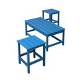 Costaelm Paradise 3-Piece Set Outdoor Patio Adirondack Coffee Table and Square Side Table Pacific Blue