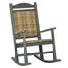 Outsunny Outdoor Rocking Chair HDPE PE Wicker Padded Porch Rocker Gray