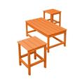 Costaelm Paradise 3-Piece Set Outdoor Patio Adirondack Coffee Table and Square Side Table Orange