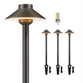 Gardenreet Brass Pathway Lights Low Voltage LED Landscape Path Lights 12V Outdoor Waterproof Landscape Lighting(Hat) for Walkway Driveway Garden with 3W 2700K Warm White LED G4 Bulb(4 Pack)