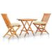 walmeck 3 Piece Bistro Set with White Cushions Solid Teak Wood