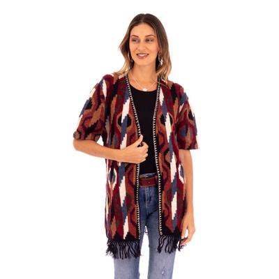 'Inca-Inspired 100% Alpaca Cardigan Sweater in a K...