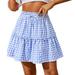 2023 Women s Drape Plaid Print Skirt High Waist Elastic Retro Plaid Short Skirt Metallic Skirt Womens Skirts Midi Length Girls Swim Skirt Tennis Skirts for Women Tight Skirt